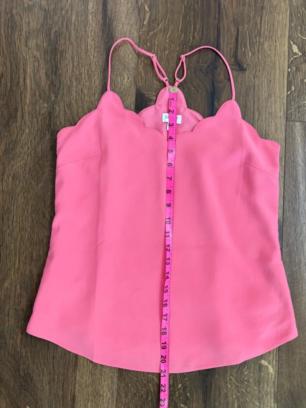 J Crew Bright Pink Scalloped V Neck Crepe Camisole Size 2